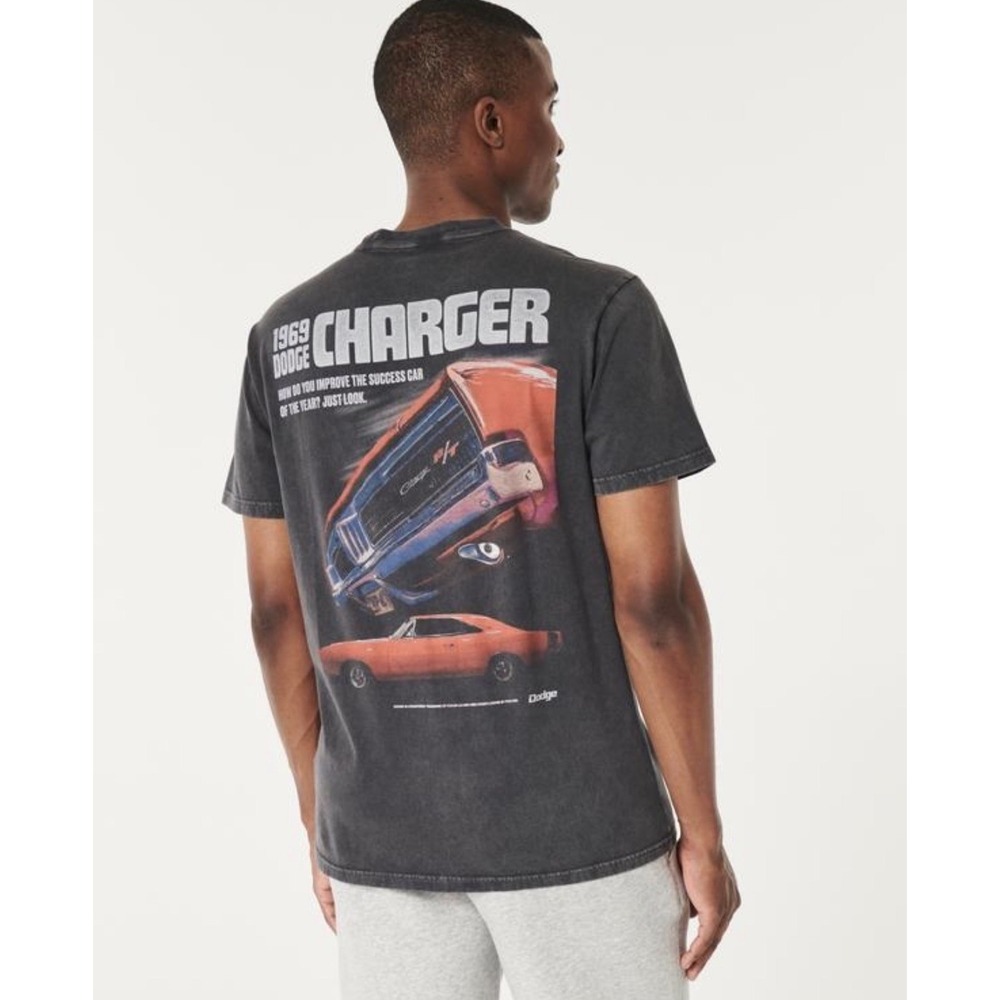Hollister 1969 Dodge Charger R/T Graphic T Shirt Black Men's Small S